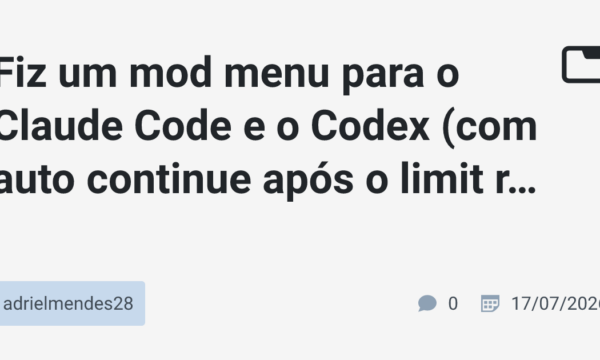 Fiz um mod menu para o Claude Code e o Codex (com auto continue após o limit reset)