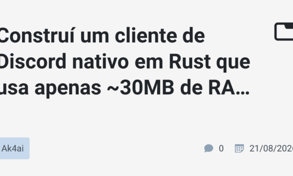 Construí um cliente de Discord nativo em Rust que usa apenas ~30MB de RAM (e 0.1% de CPU)
